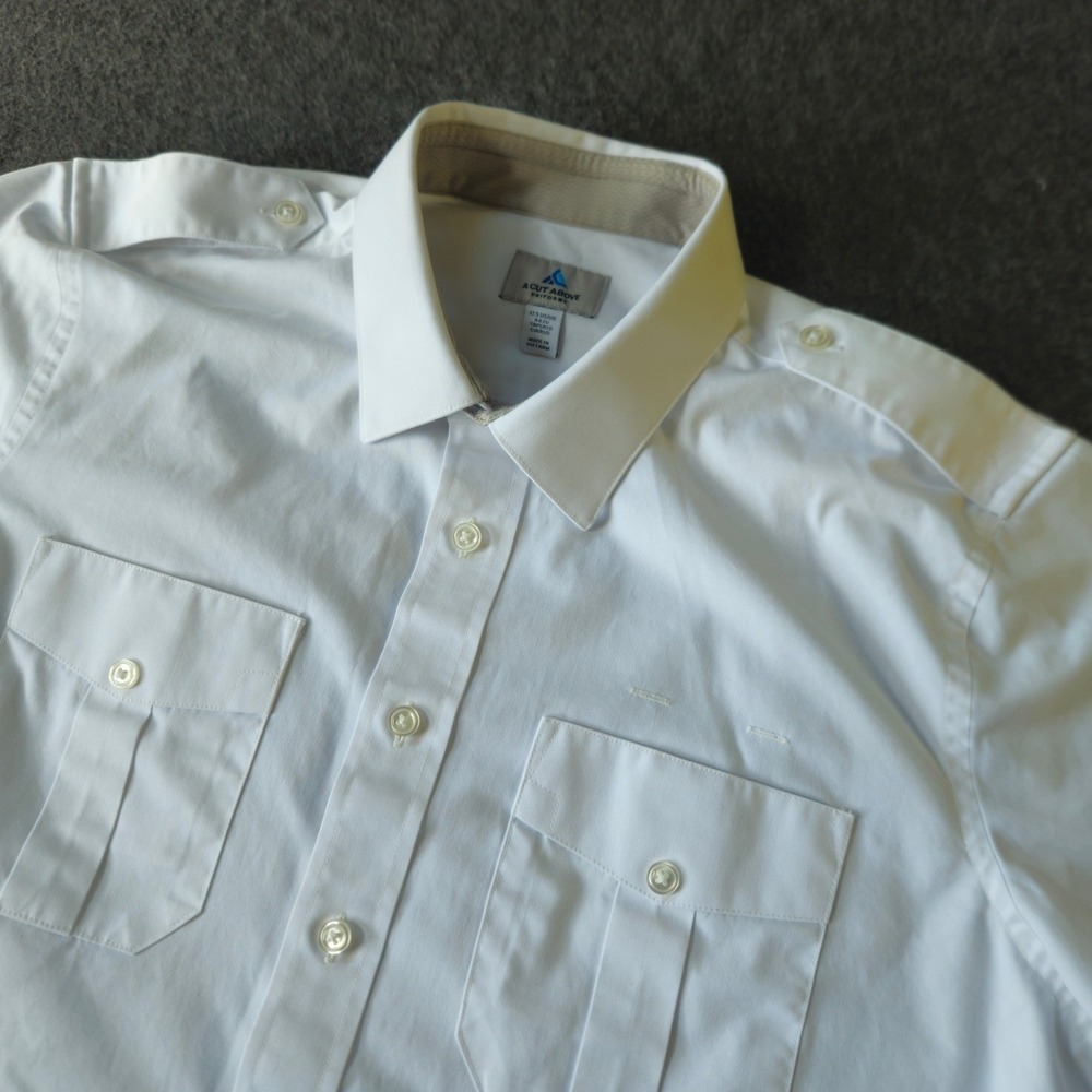 A Cut Above Uniforms Cirrus Pilot Shirt 17.5‎ XL White Tapered Short Sleeve NWOT